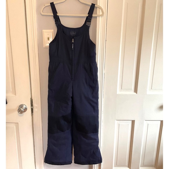 LL Bean Kids Sz 10 Cold Buster Snow Bibs Deepest Blue Skiing Adjustable Straps - Picture 1 of 10